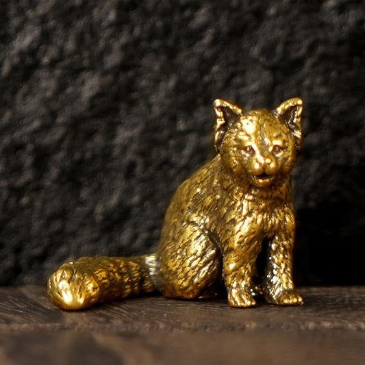 100% Solid Brass Red Panda Sculpture - Handcrafted Laughing Pose Animal Statue, Vintage Desk & Shelf Decor for Office or Home, Unique Collectible Gift for Nature Lovers & Wildlife Enthusiasts