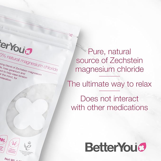 BetterYou Magnesium Relax Bath Flakes - Body Recovery Bath Salts with Magnesium - For Skin Health & Sore Muscle Relief - With Essential Oils - 1.6 lb