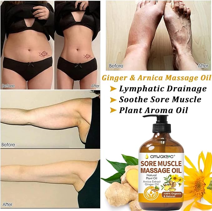 Massage Oil for Massage Therapy,Lymphatic Drainage-Ginger Oil Sore Muscle Arnica Oil &Lavender Oil Relaxing Massage Oils for Date Night,Massage Ball,Christmas Gifts for Men,Stocking Stuffers for Women