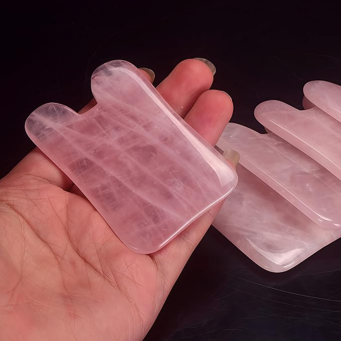 LZLRUN Rose Quartz Jade Roller Real Jade Gua Sha Board Mushroom Massager Face Lifting Tool Facial Guasha Massage Tool (Hill)