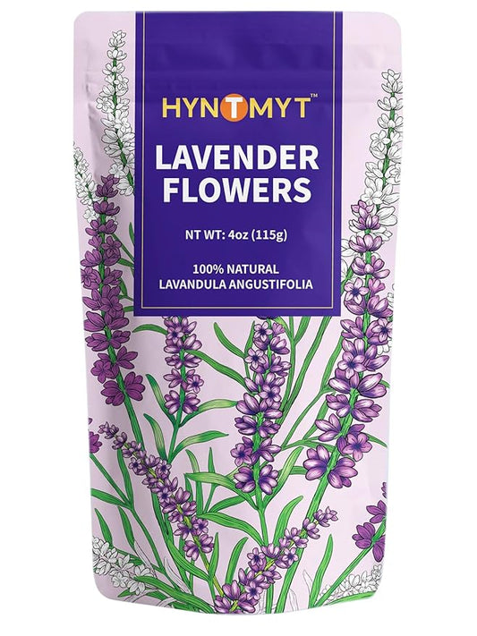 HYNTMYT Lavender Tea, Food Grade Lavender Herbal Tea, Natural Dried Lavender Buds for Tea, Baking, Lemonade, Fresh Aroma, 115g