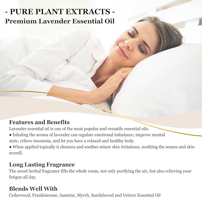 EUQEE Lavender Essential Oil 118mL Pure Lavender Oil Large Capacity Essential Oil with Glass Dropper for Diffuser, DIY Candle - 4Fl. Oz