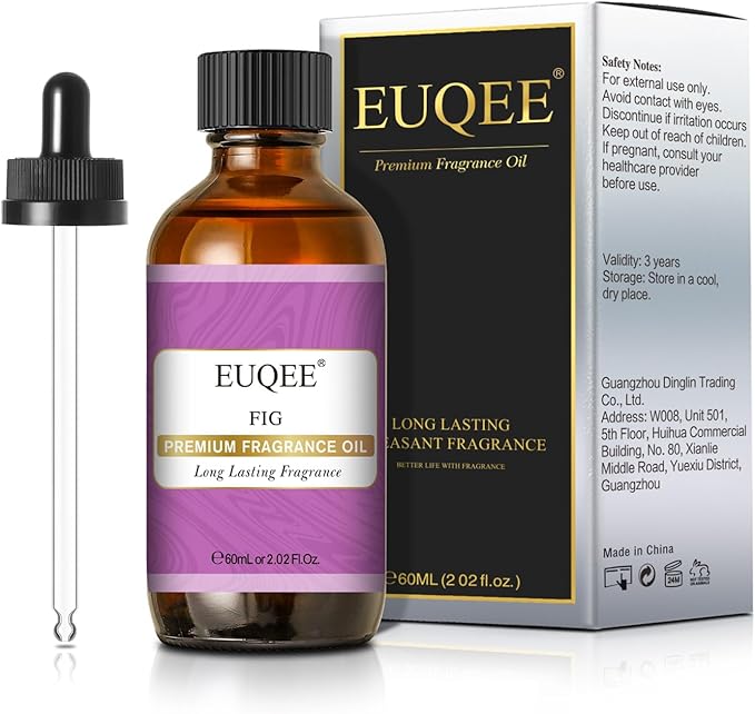 EUQEE Fig Fragrance Oil, Premium Fig Essential Oil 2.02 Fl oz with Glass Dropper for Diffusers, DIY Bath Bombs, Candle Making - 60ML