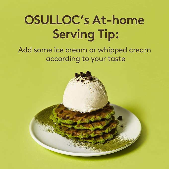 OSULLOC Premium Green Tea Waffles (2.54oz, 72g) | Korean Matcha Flavored Snacks | Asian Snacks, Premium Tea Food