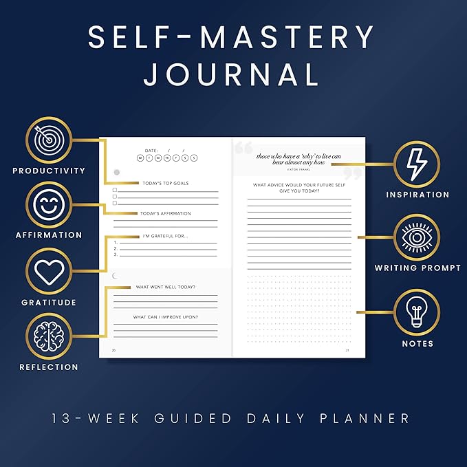 Self-Mastery Journal for Men - Gratitude Journals – 5 Minute Journal - Reflection Manifestation Journals for Mindfulness – Self Care Journal – Goal/Guided Gratitude Journal for Women & Men
