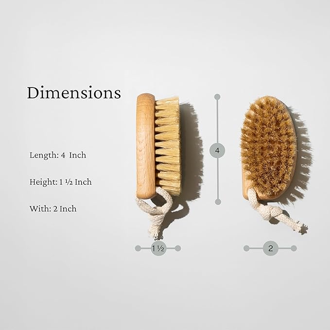 KONEX Bath Brush Set, Exfoliating Shower Scrubber, Dry Brushing Body Brush Set, Pore Opening, Beechwood Handle with Natural Bristle Large 15" Plus Small Face Brush