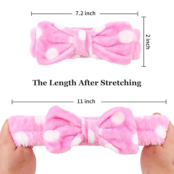 Casoty Spa Headbands - 10 Pcs Soft Coral Fleece Bow Headbands for Face Washing, Shower, Skin Care, Yoga
