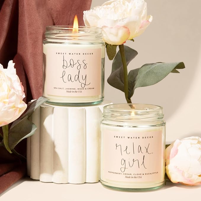 Sweet Water Decor Boss Lady Candle - Work Bestie, New Job Gifts for Her - Boss Gifts for Women - 9oz Clear Jar, 40+ Hour Burn Time - Made in The USA