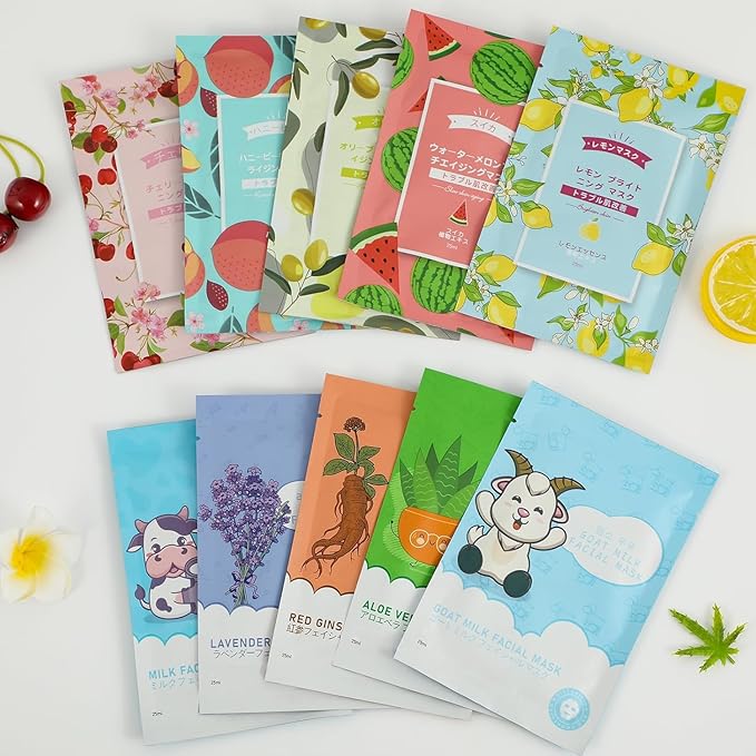 30 Pack Sheets Face Masks Skincare for for All Skin Types, Hydrating Face Masks Suitable for Sensitive Skin, Moisturizing Facial Mask for Skin Care, Face Sheet Mask Skincare for Face Spa