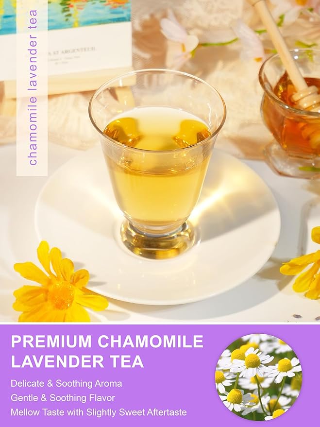 TeeLux Chamomile Lavender Tea Bags, Chamomile & Lavender & Lemon Balm Herbal Tea, Caffeine Free, Soothing & Delightful Aroma, 100 Count