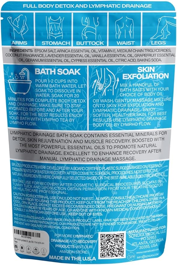 Arnica Montana Bath Salts, Espom Salt Bath Soak for Lymphatic Drainage & Body Detox, Epsom Salts for Soaking with Essential Oils, Bath Salts for Pain Relief, Swelling & Post Surgery, 1 Lb