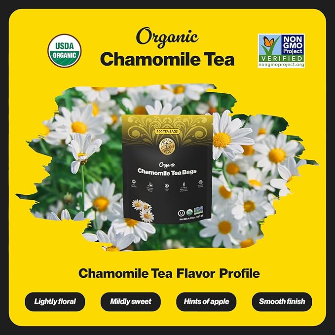 Buddha Teas - Organic Chamomile Tea Bags - For Health & Wellbeing - With Antioxidants & Minerals - Clean Ingredients - Caffeine Free - OU Kosher & Non-GMO - 100 Non-String Tea Bags (Pack of 1)