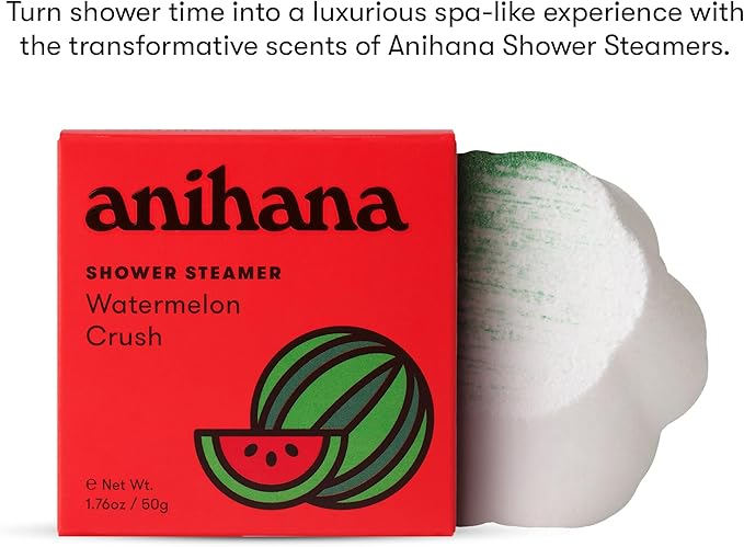 ANIHANA Shower Steamers 4 Pack, Paraben Free, Cruelty Free, Refreshing Watermelon Crush Scent, 1.76 oz Each
