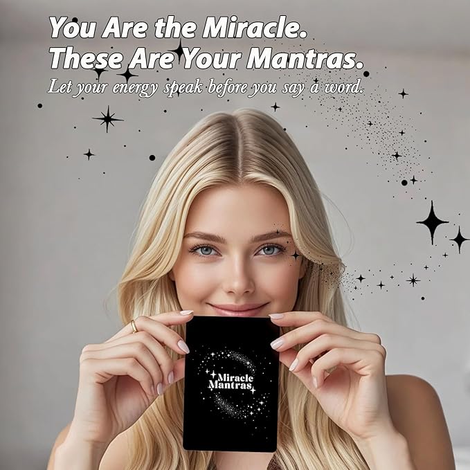 Miracle Mantras Affirmation Deck, Mindfulness Affirmation Cards for Women & Men, 62 Daily Positive Motivation Self-Love Cards, Miracle Mantras Gift for Friend, Sister, Coworkers, Employee Gifts
