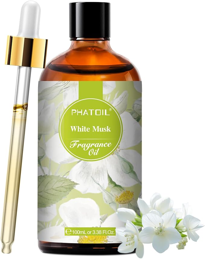 100ML/3.38fl.oz White Musk Fragrance Oils, PHATOIL White Musk Oil for Diffuser, Humidifier, Scented Oils for DIY Soap, Candle Making with Premium Glass Dropper