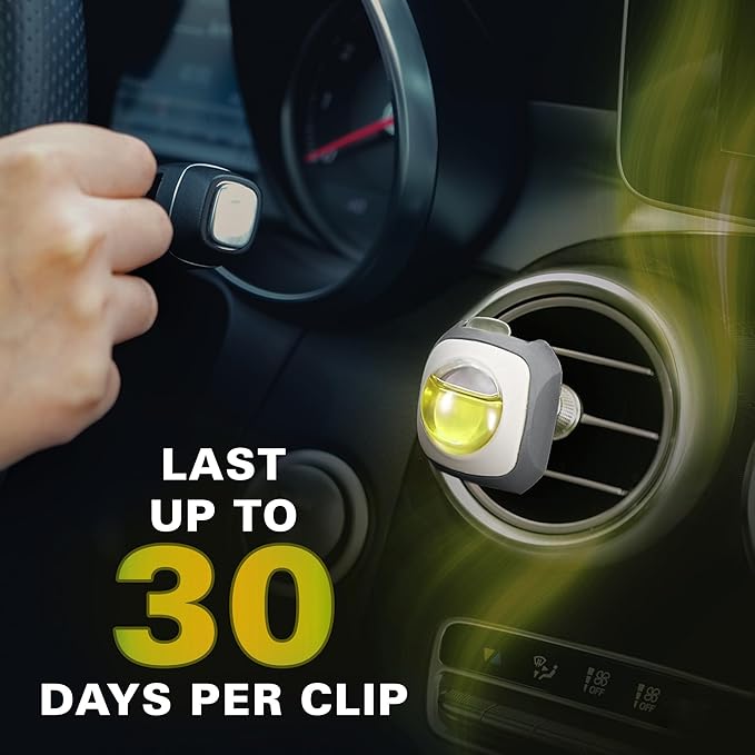 Air Jungles Lemon Ginger Scent Car Air Freshener Clip, 6 Vent Clips, 4ml Each, Long Lasting Air Freshener, Up to 180 Days Car Refresher Odor Eliminator