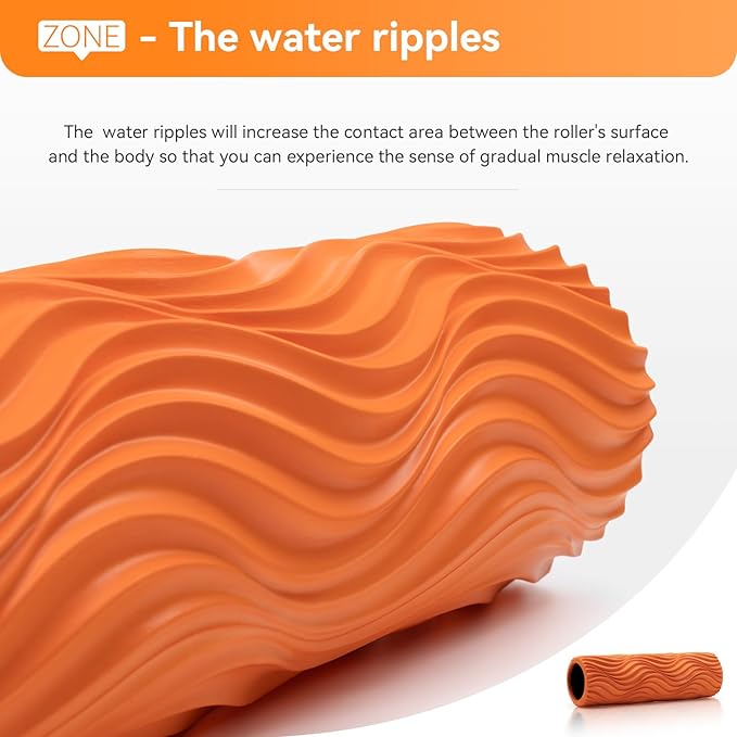 Foam Roller - Muscle Massage Roller for Back Pain & Stretching - Ergonomic Wide Wave Textured - Deep Muscle Massage Pilates Yoga, Athletics, Fitness Exercise for Whole Body