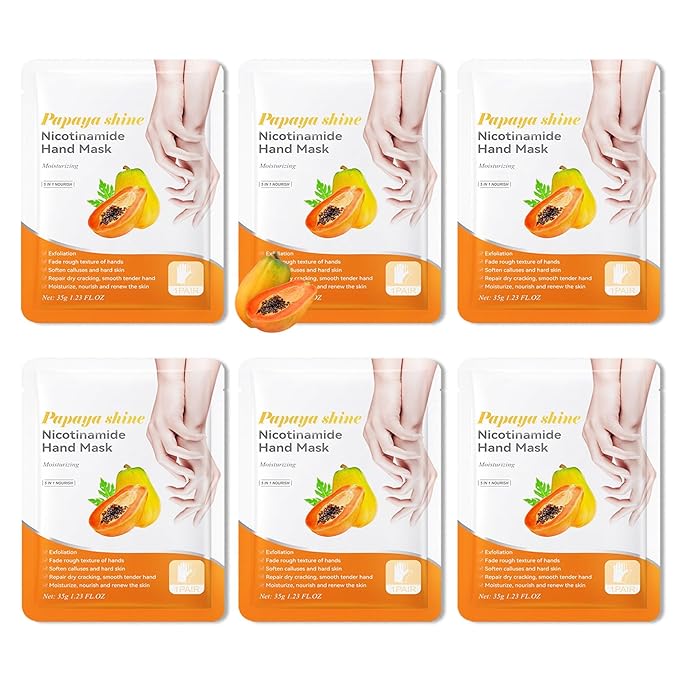 6 Pairs Hand Mask for Dry Cracked Hands,Nourishing Moisturizing Gloves,Hands Moisturizer for Deep Moisturizing,Silky Smooth Moisturizing Gloves,Hand Care Mask Set(M)