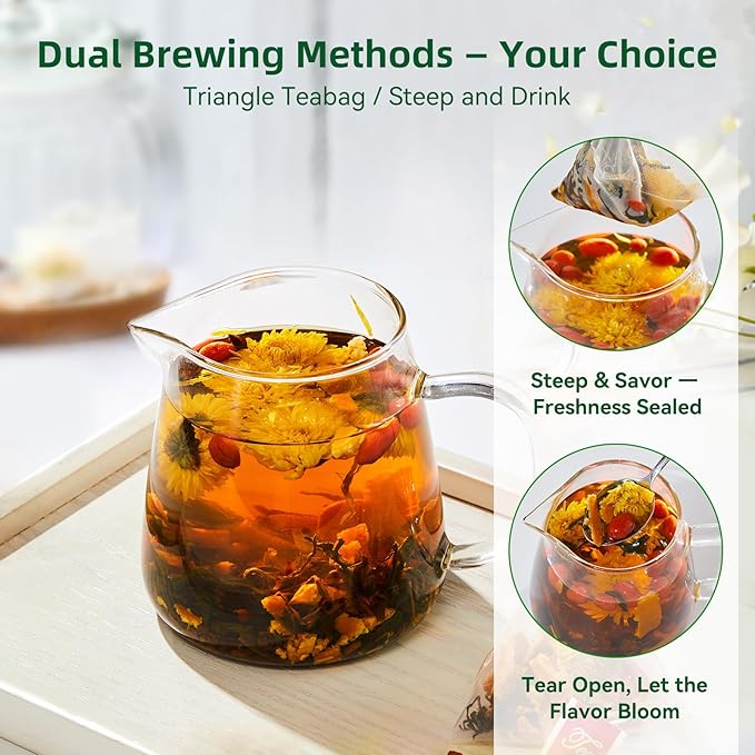 Dandelion Wolfberry Tea - Liver & Kidney Detox Herbal Tea, Summer Cleanse with Chrysanthemum, Wolfberry, Organic Dandelion Root, Cassia Seed, Licorice Chinese Herbal Tea Bag (2 Packs, Dandelion)