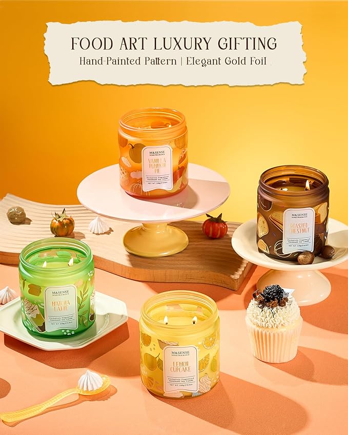 M&SENSE Banana Cream Pudding Scented Candle, 11.6oz Natural Soy Wax, 70 Hours Long Lasting Clean Burn, Holiday Jar Candle for Home Decor, Non-Toxic Relaxing Aromatherapy Gifts for Women