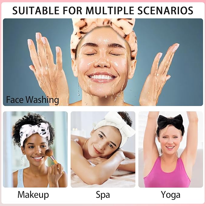 AMCAMI 8 Pack Skincare Spa Headband for Washing Face Makeup Face Wash Headband for Women Facial Towel Hairbands Spa Party Supplies for Girls Women