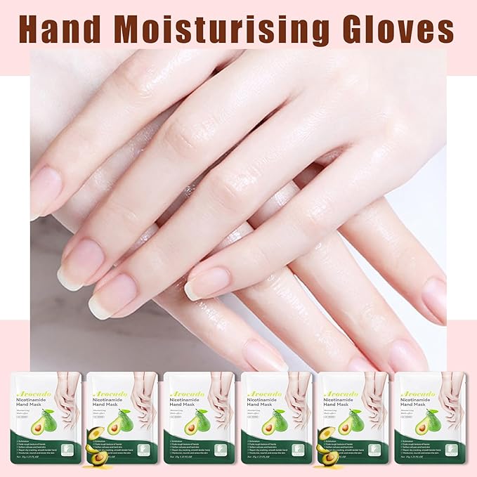 6 Pairs Hand Mask for Dry Cracked Hands,Nourishing Moisturizing Gloves,Hands Moisturizer for Deep Moisturizing,Silky Smooth Moisturizing Gloves,Hand Care Mask Set(H)
