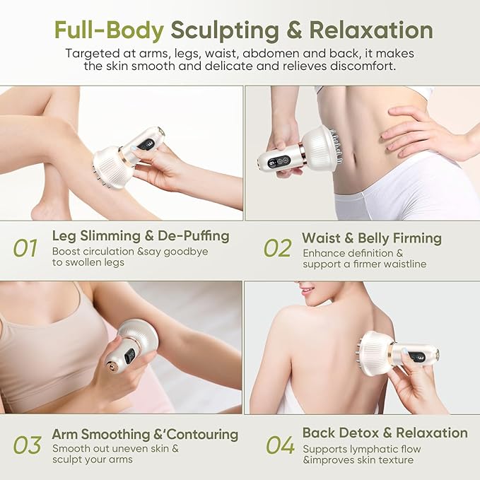 Body Sculpting Machine — Lymphatic Drainage Massager & Anti Cellulite Massage Tool,with Microcurrent, Light Heat & Vibration for Legs, Arms & Belly, Body,Helps Reduce Stretch Marks & Cellulite
