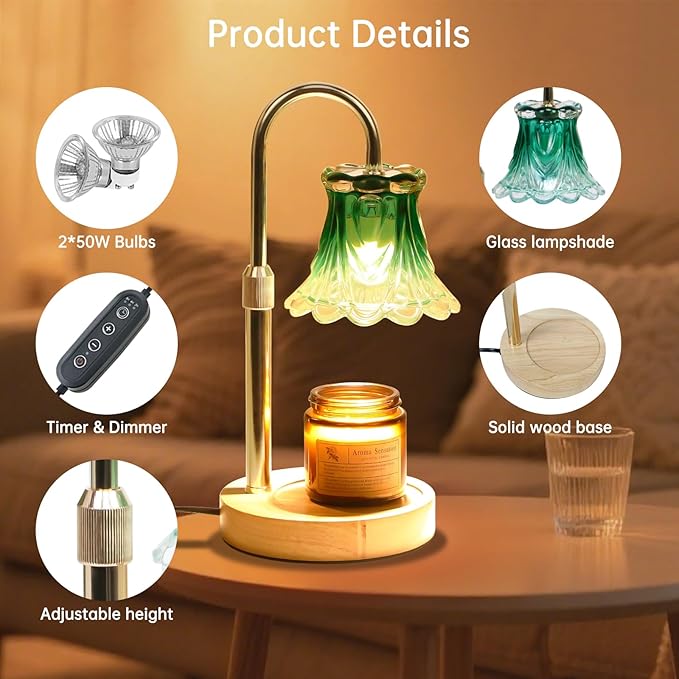 GEEZO Fragrance Candle Warmer Lamp,Electric Candle Warmer with Timer & Dimmer,Mom Christmas Birthday Gifts for Women, House Warming Gifts New Home Bedroom Decor