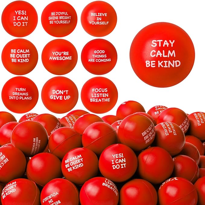 54PCS Motivational Stress Balls for Adults and Kids - Stress Balls Bulk Soft Sponge Squeeze Toys with Inspirational Quotes | Office Classroom Stress Relief Gifts | Anxiety Relief Fidget Toys
