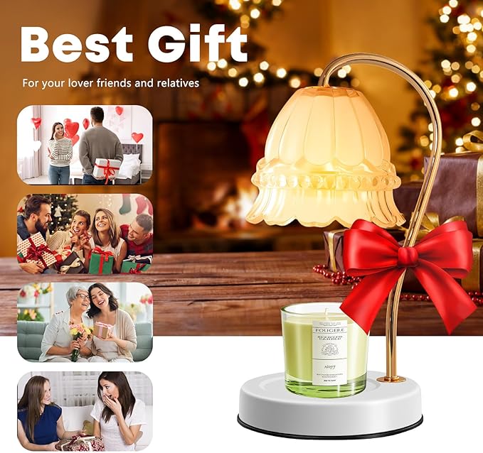 GEEZO Fragrance Candle Warmer Lamp,Electric Candle Warmer with Timer & Dimmer,Mom Christmas Birthday Gifts for Women, House Warming Gifts New Home Bedroom Decor