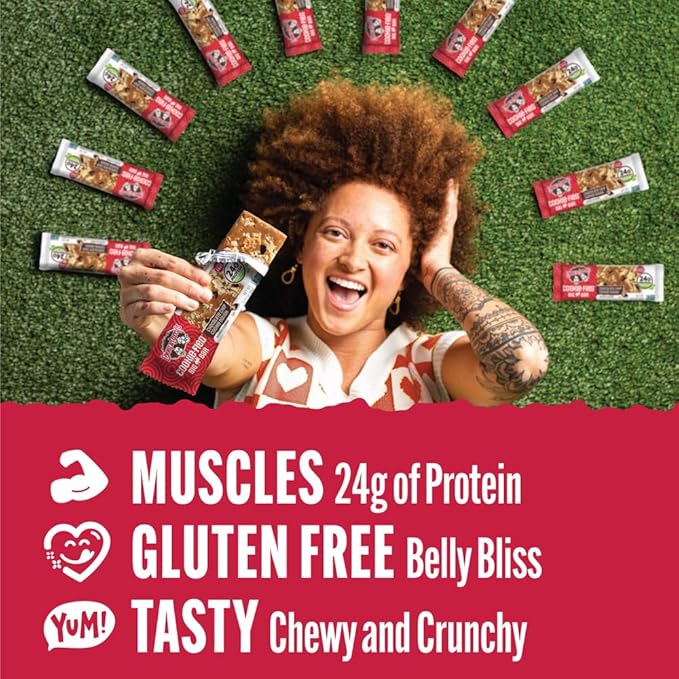 Lenny & Larry's Cookie-fied BIG BAR – Chocolate Chip Cookie Dough Vegan Protein Bars 12x90g – Healthy Snacks, 24g Plant Protein & 10g Prebiotic Fiber – Gluten free Power Bar, Keto Friendly & Vegan