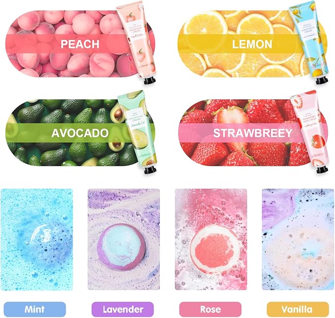 Gifts for Women, Bath Sets for Women Gift, Teacher Appreciation Gifts, Nurse Gifts, Bath Bombs and Hand Lotion Set, Bridesmaid Birthday Gifts, Self Care Gifts for Corworkers