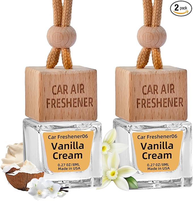 Car Air Freshener Hanging Diffuser – Long-Lasting Essential Oil Scent (Up to 60 Days) – Non-Toxic & Eco-Friendly – 2-Pack Auto Fresheners Made in USA