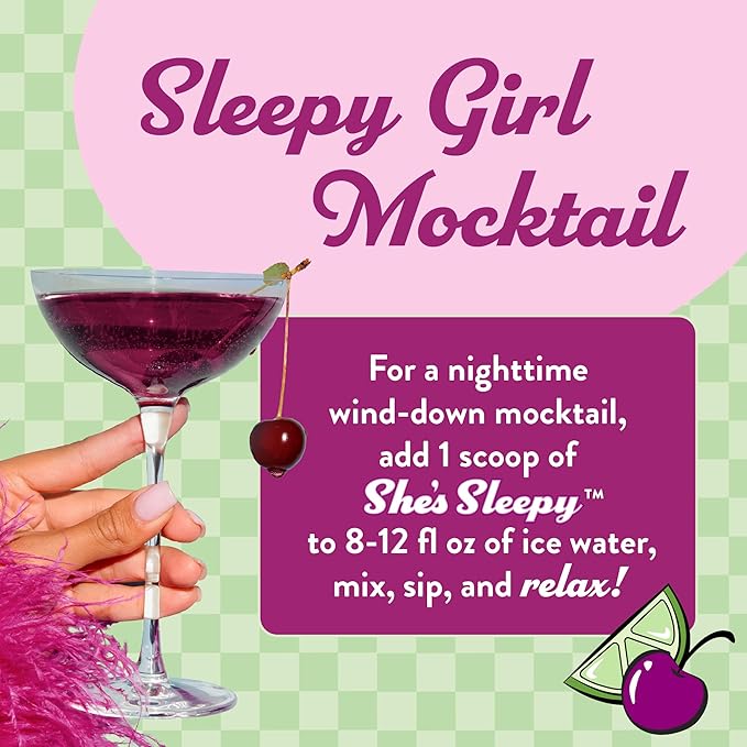 Legendairy Milk She’s Sleepy™ – Cherry Limeade – Nightly Sleep Aid, Sugar Free Drink Mix with Magnesium Glycinate & Ashwagandha – Relaxation & Restful Sleep