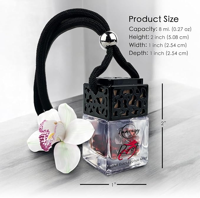 Innergy Root Chakra Crystal Infused Car Air Freshener - Portable 8 ml. Hanging Essential Oil Diffuser for Vehicle, Long-Lasting Fragrance, Eco-Friendly Design, Freshness On The Go!