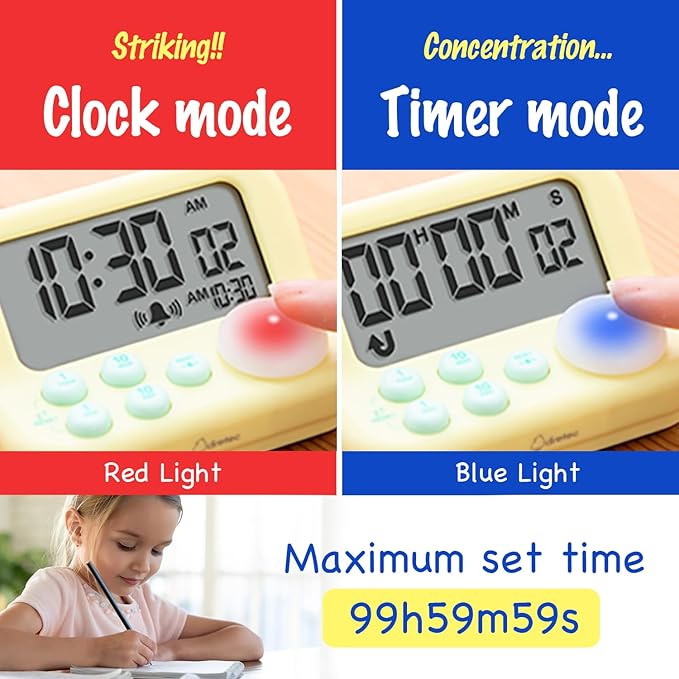 dretec New Special Learning Timer A+, for Studying, Design Like a Game Console, Large Button, Gray, Officially Tested in Japan(2 Starter AAA Battery Included)