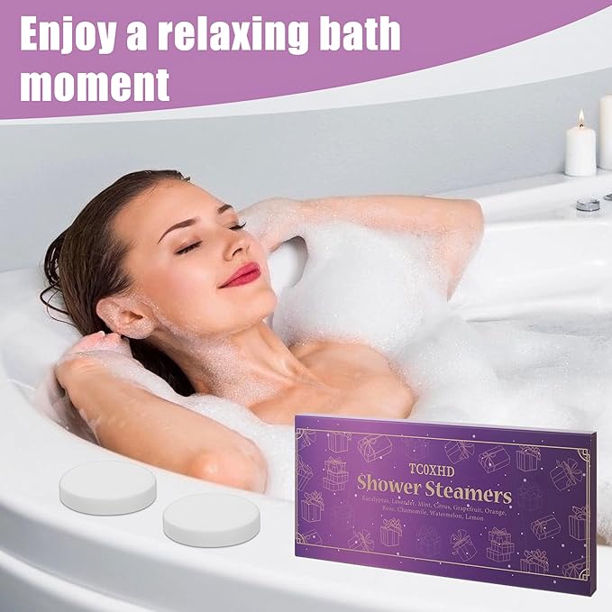 Shower Steamer - Aromatherapy Shower Steamer Tablets with Pure Essential Oils and Sea Salt - Natural Vaporizing Shower Tablets Bath Gift Set 10 Pack Aromatherapy Christmas Gifts Stocking Stuffers
