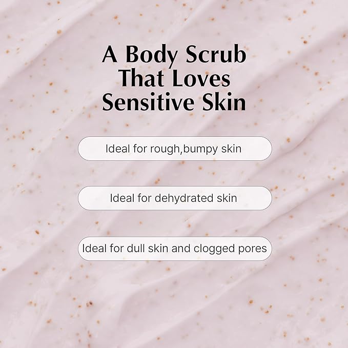 Glow Cream Body Scrub – Hydrating & Nourishing Cream with Argan Oil, Rice Bran Oil, Camellia Oil & Glycolic Acid – Vegan, Microplastic-Free, Vanilla Floral Scent – 9.5 oz