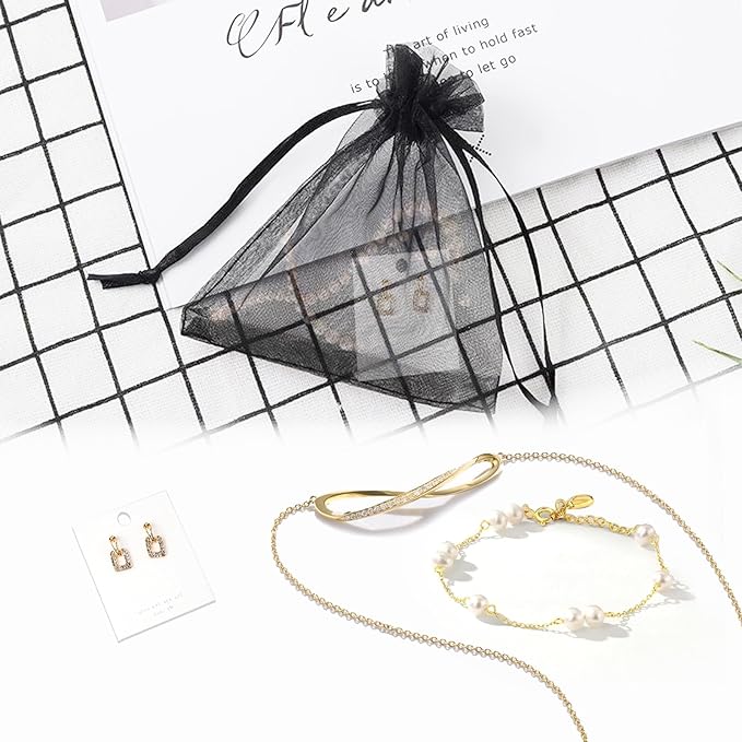 100 Pcs Organza Gift Bags Black Small Jewelry Pouches Wedding Jewelry Bag 2x3 Inch Favour bags Lavender Bag for Wedding Birthday Party Christmas Candy Mesh Bags