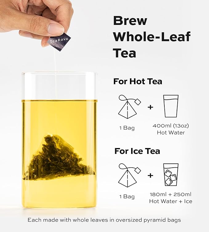 TeaRove Tea Sampler Gift Box - The Road Ahead Collection, Fancy Chinese Full-Leaf Tea Assortment Variety Pack, Black, Oolong, Jasmine Green & Herbal Teas, Hot or Iced, Self Care Gifts for Teas Lovers