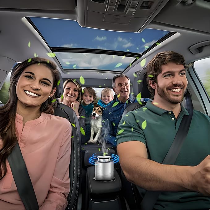 Car Aromatherapy Diffuser with Essential Oils, Portable Waterless Car Diffuser Air Freshener Battery Powered, Premium Aluminum 1/2/4H Timer 20ml Fragrance Machine for Men Woman Travel