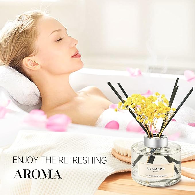 Reed Diffuser Sets Home Fragrance Essential Oil Diffuser Black Pomegranate Scent- 7 oz (210 ml)Fragrance Oil Diffuser for Bedroom Bathroom Home Décor Includes Reed Diffuser Sticks Scented Oils