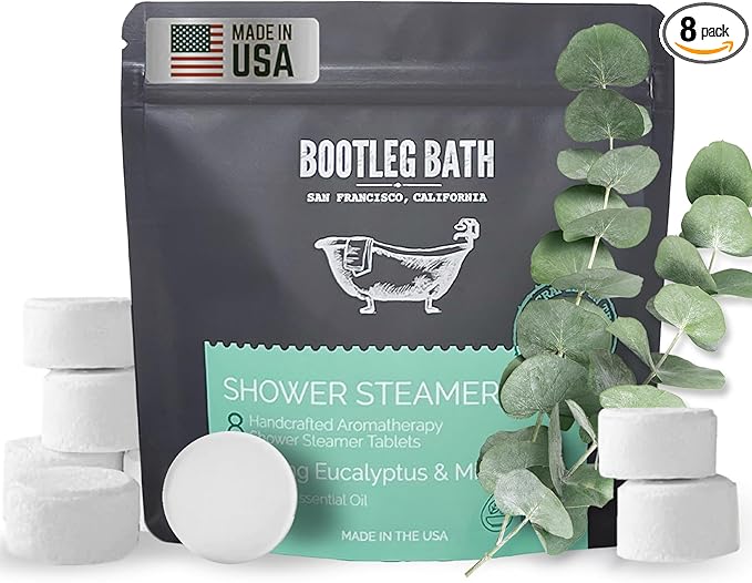 Shower Steamers Aromatherapy Eucalyptus and Mint 8 Pack, 100% Pure Essential Oil, All Natural, for Men and Women, Made in USA
