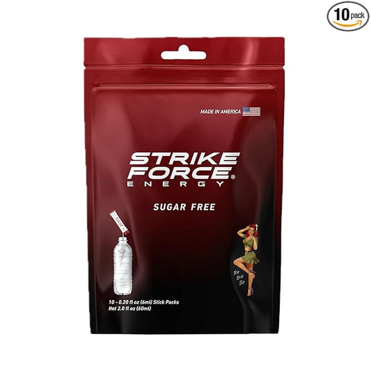 Strike Force Energy Drink Mix - Original Flavor - Natural Tasting Caffeine Drink - Turn Any Drink into a Healthy Energy Drink - Zero Calories, Keto Friendly, Sugar Free, Pre Workout (10 Liquid Packs)