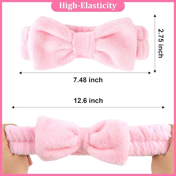 Ondder 8 Pcs Pink Spa Headband Microfiber Makeup & Face Wash Headbands for Women, Facial Skincare, Yoga, Exercise, Including Hair Bands & Head Bands