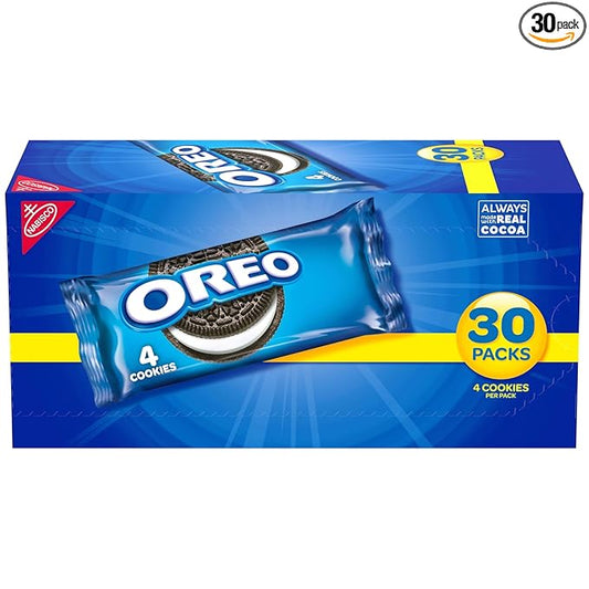 OREO Chocolate Sandwich Cookies, 30 Snack Packs (4 Cookies Per Pack)