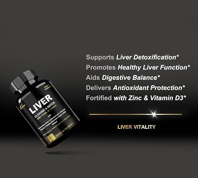 32 in 1 Liver Cleanse Detox & Repair Formula with Apple Cider Vinegar, Milk Thistle Supplement, Artichoke, Dandelion Root Supplement - Non-GMO & Vegan Herbal Liver Support & Repair