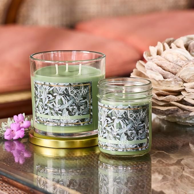 8oz Pure Sage Scented Candles for Home, 45 Hrs Soy Wax Candle for Cleansing House, Aromatherapy & Manifestation, Candle Gifts for Men and Women
