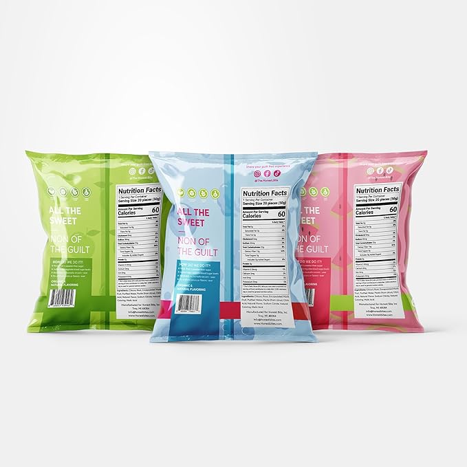 Honest Bites Sour Variety Gummy Candy - No Added Sugar, Gluten Free, Vegan, Dye Free, Healthy Snacks for Kids & Adults, Keto Snacks, Low Calorie, 6-Pack