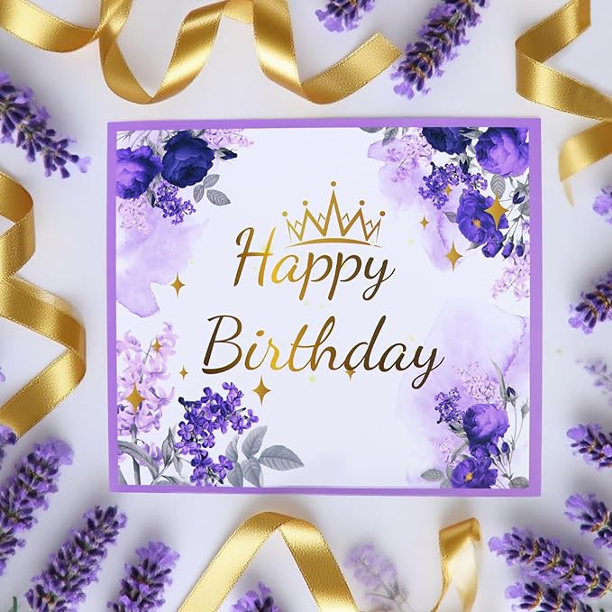 Happy Birthday Gifts for Women, Luxury Lavender Spa Gift Basket with Bath Essentials, Birthday Gifts for Mom, Wife, Sister, Girlfriend, Daughter, Coworker 16 oz Tumbler 3D Pop Up Birthday Cards